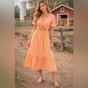 Sim & Sam Gingham Cut Out Dress